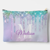 Cute Aqua Turquoise Unicorn Glitter Drivers monogr Etui (Achterkant)