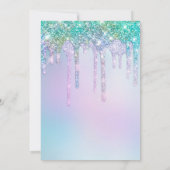 Cute Aqua Turquoise Unicorn Glitter Drivers monogr Kaart (Achterkant)