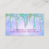 Cute Aqua Turquoise Unicorn Glitter Drivers monogr Visitekaartje (Achterkant)