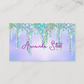 Cute Aqua Turquoise Unicorn Glitter Drivers monogr Visitekaartje (Voorkant)