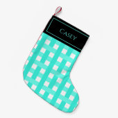 Cute Aqua White Black Pset Name Kleine Kerstsok (Voorkant (Hangend))