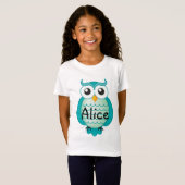 Cute Aqua Wise Owl | Koel T-shirt (Voorkant volledig)