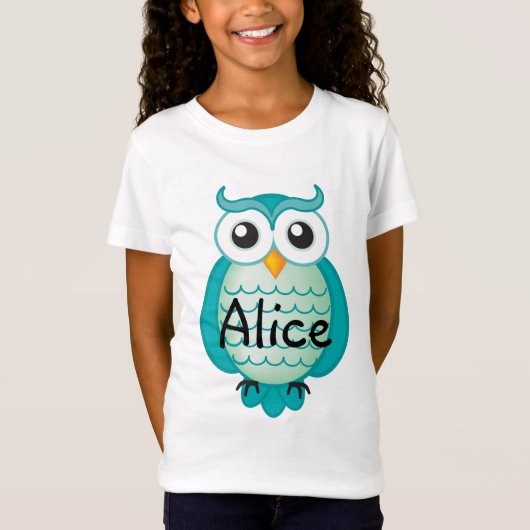 Cute Aqua Wise Owl | Koel T-shirt (Voorkant)