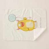 Cute Aqua Yellow Happy Monster Custom Sherpa Deken (Voorkant (horizontaal))