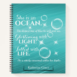 Cute Aquamarine Blauwgroen Ocean Thormed Poetry Notitieboek