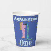 Cute Aquarius First Birthday & Gold Confetti Papieren Bekers (Achterkant)