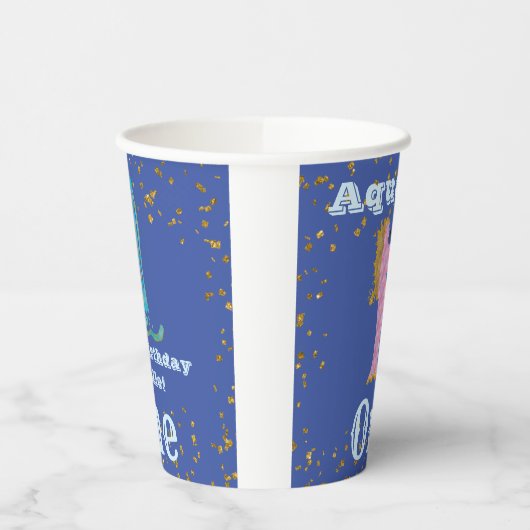 Cute Aquarius First Birthday & Gold Confetti Papieren Bekers (Links)
