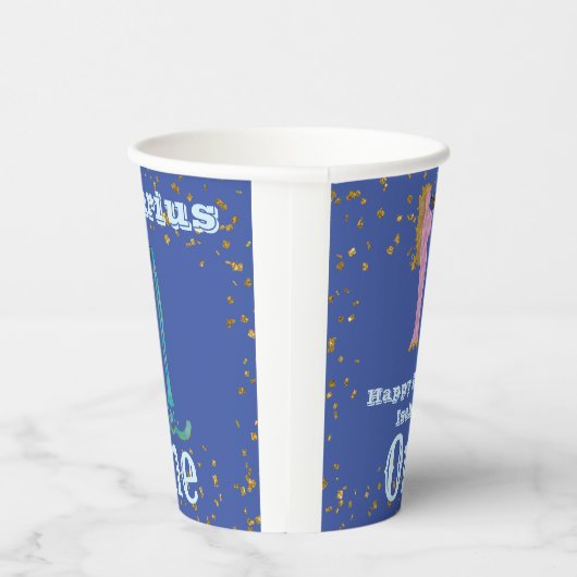 Cute Aquarius First Birthday & Gold Confetti Papieren Bekers (Rechts)
