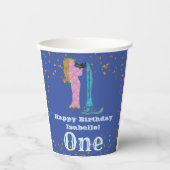 Cute Aquarius First Birthday & Gold Confetti Papieren Bekers (Voorkant)