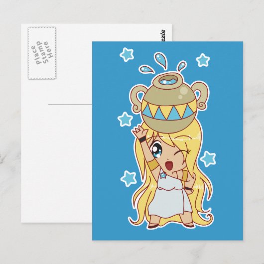Cute Aquarius Girl Briefkaart (Voorkant / Achterkant)