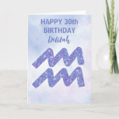 Cute Aquarius Sign Custom Paars Happy Birthday Kaart (Voorkant)