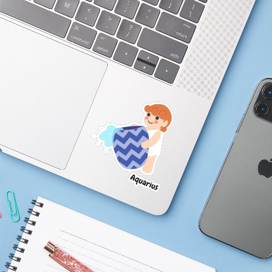Cute Aquarius Sticker (Laptop met iPhone)