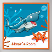 Cute Aquatic Shark Custom Kinder Room Poster (Voorkant)