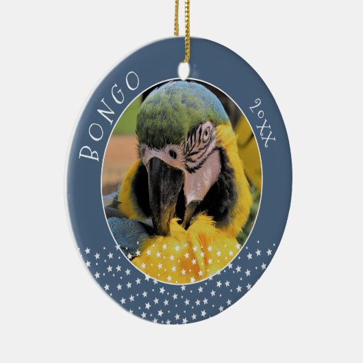 Cute Ara Pet Parrot Photo Star Blue Kerstblauw Keramisch Ornament (Rechts)