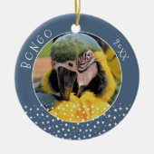 Cute Ara Pet Parrot Photo Star Blue Kerstblauw Keramisch Ornament (Voorkant)