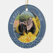 Cute Ara Pet Parrot Photo Star Blue Kerstblauw Keramisch Ornament (Links)