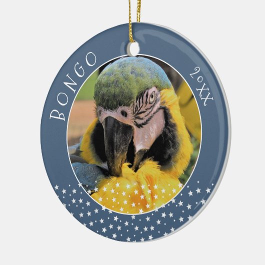 Cute Ara Pet Parrot Photo Star Blue Kerstblauw Keramisch Ornament (Links)