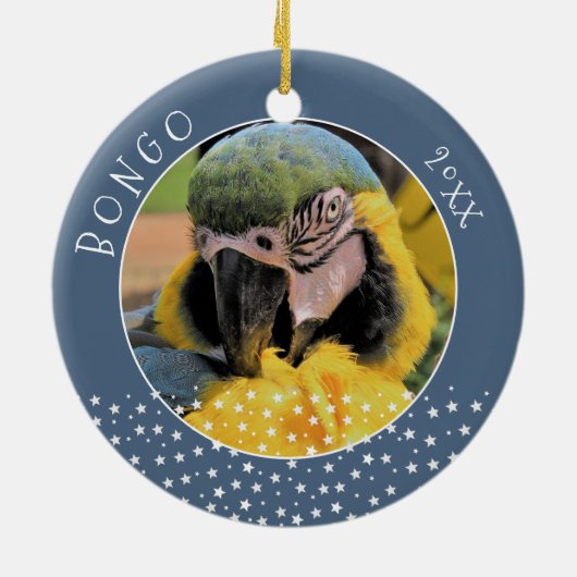 Cute Ara Pet Parrot Photo Star Blue Kerstblauw Keramisch Ornament (Achterkant)