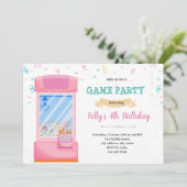Cute arcade party Invitation Kaart (Staand voorkant)