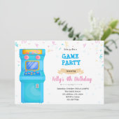 Cute arcade party Invitation Kaart (Staand voorkant)