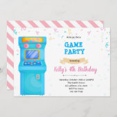 Cute arcade party Invitation Kaart (Voorkant / Achterkant)