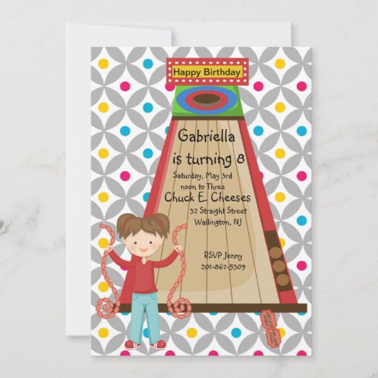 Cute Arcade Skee Ball Girls Birthday Uitnodiging (Voorkant)