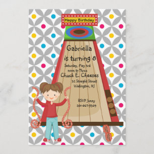 Cute Arcade Skee Ball Girls Birthday Uitnodiging