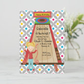 Cute Arcade Skee Ball Girls Birthday Uitnodiging (Staand voorkant)