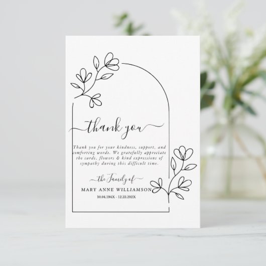 Cute Arch Text Script Funeral Bedankt (Staand voorkant)