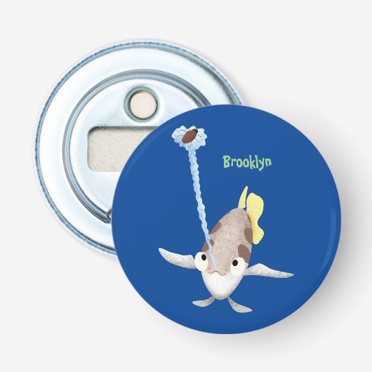 Cute Archerfish cartoon illustration Button Flesopener (Voorkant)
