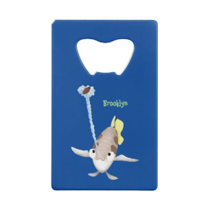 Cute Archerfish cartoon illustration Creditkaart Flessenopener