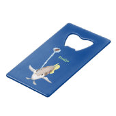 Cute Archerfish cartoon illustration Creditkaart Flessenopener (Achterkant Gekanteld)