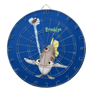 Cute Archerfish cartoon illustration Dartbord