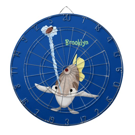 Cute Archerfish cartoon illustration Dartbord (Voorkant)