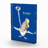 Cute Archerfish cartoon illustration Fotoblokken (Rechts)
