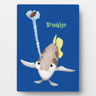 Cute Archerfish cartoon illustration Fotoplaat