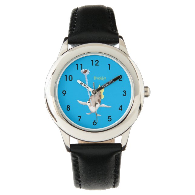 Cute Archerfish cartoon illustration Horloge (Voorkant)
