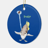 Cute Archerfish cartoon illustration Keramisch Ornament (Links)
