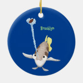 Cute Archerfish cartoon illustration Keramisch Ornament (Achterkant)