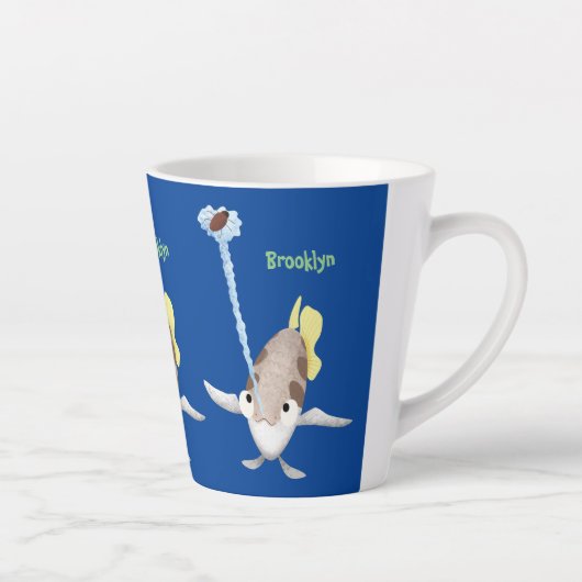 Cute Archerfish cartoon illustration Latte Mok (Rechts)