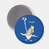 Cute Archerfish cartoon illustration Magneet (Voorkant / Achterkant)