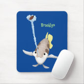 Cute Archerfish cartoon illustration Muismat (Met muis)