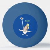 Cute Archerfish cartoon illustration Pingpongbal (Achterkant)