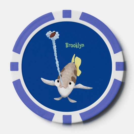 Cute Archerfish cartoon illustration Poker Chips (Voorkant)
