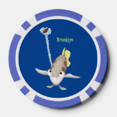 Cute Archerfish cartoon illustration Poker Chips (Achterkant)