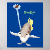 Cute Archerfish cartoon illustration Poster (Voorkant)