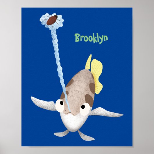 Cute Archerfish cartoon illustration Poster (Voorkant)