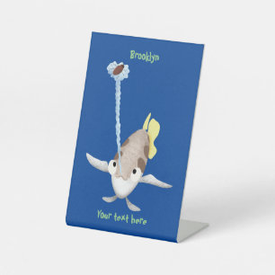 Cute Archerfish cartoon illustration Reclamebord Met Voetstuk