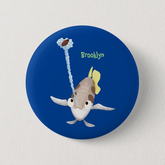 Cute Archerfish cartoon illustration Ronde Button 5,7 Cm (Voorkant)