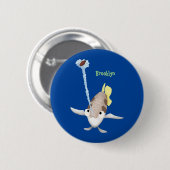 Cute Archerfish cartoon illustration Ronde Button 5,7 Cm (Voorkant /achterkant)